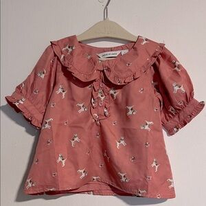 Janie and Jack Coral Kids Blouse with Playful Print
